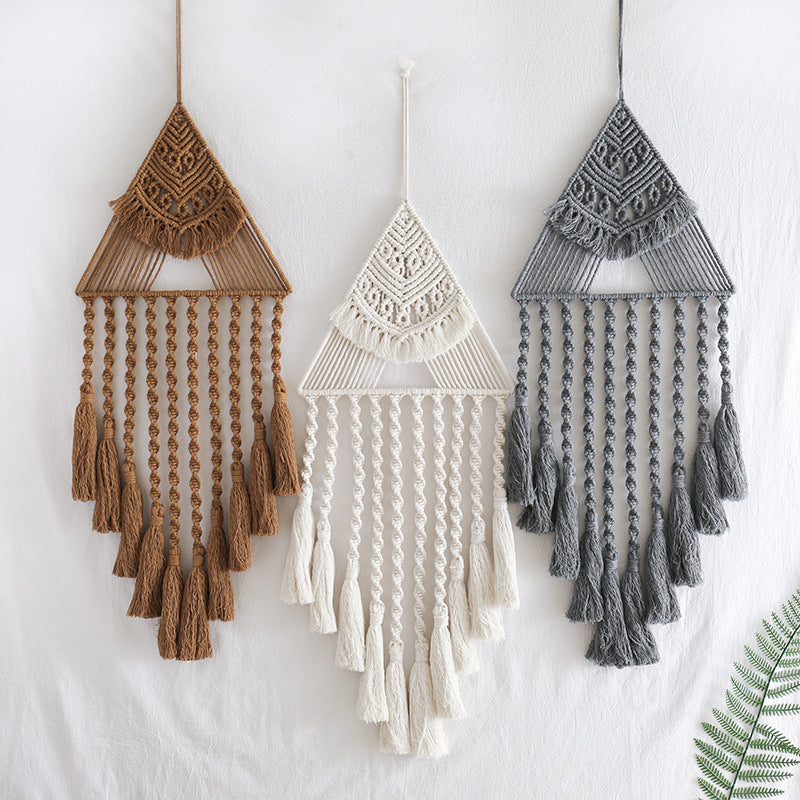 Triangle Dream Catcher Pendant Unique Handwoven Home Accent