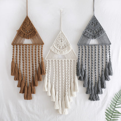 Triangle Dream Catcher Pendant Unique Handwoven Home Accent