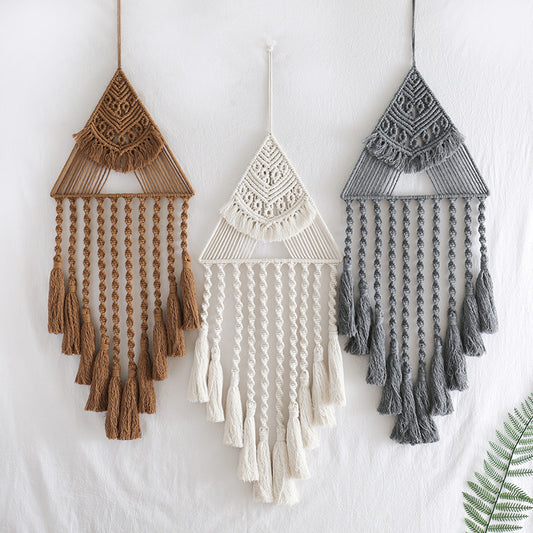Triangle Dream Catcher Pendant Unique Handwoven Home Accent
