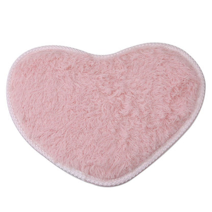 Heart-Shaped Silk Wool Floor Mat Cute Lint-Free Bedroom