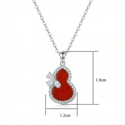 925 Sterling Silver Red Gourd Pendant Necklace Sparkling