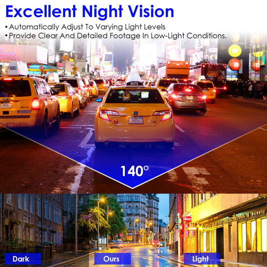 2K HD WiFi Front Dash Cam with Night Vision & Loop Recording