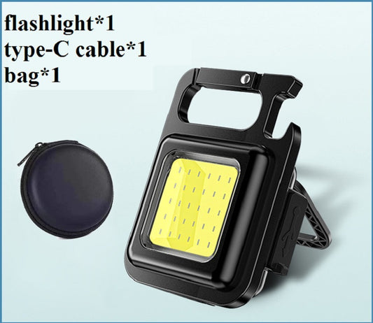 Mini Portable COB LED Keychain Flashlight USB Rechargeable