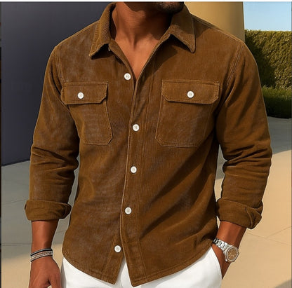 Men’s Loose-fit Corduroy Shirt-coat – Comfortable & Stylish