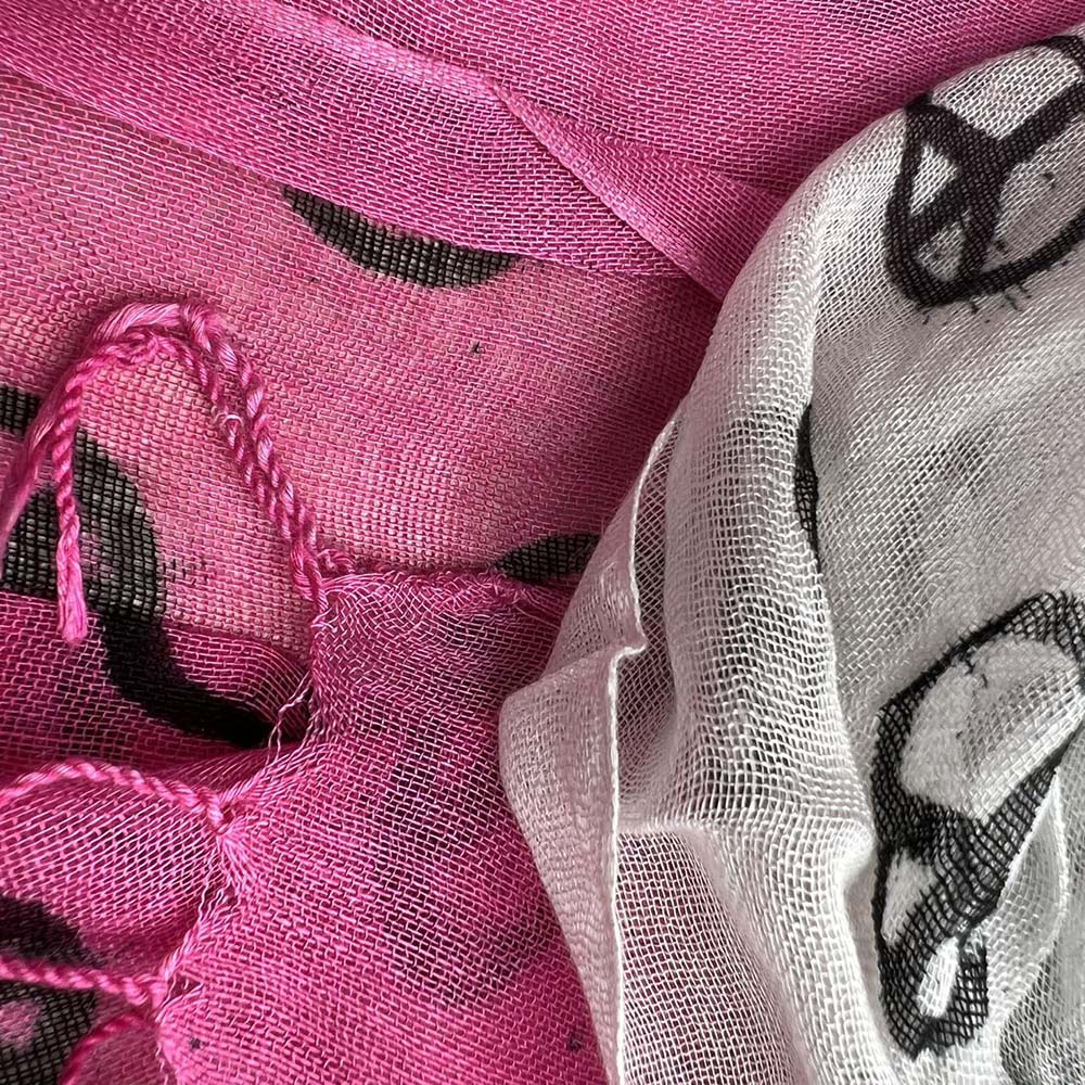 2pcs Hot Pink Semi Sheer Scarf Subtle Style for Women Men