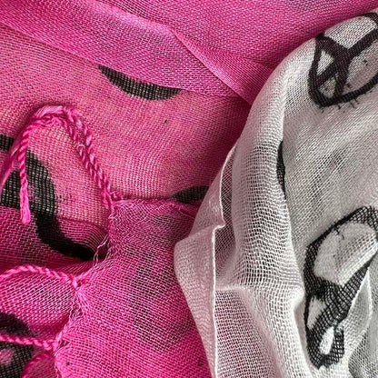 2pcs Hot Pink Semi Sheer Scarf Subtle Style for Women Men