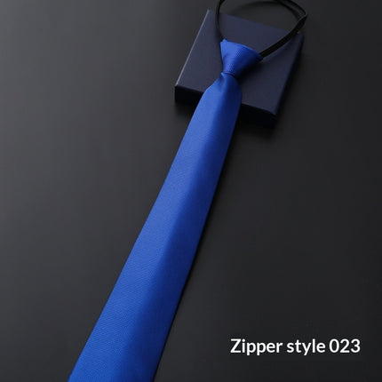 Mens Business Formal Zipper Tie With Blue Stripes for Office
