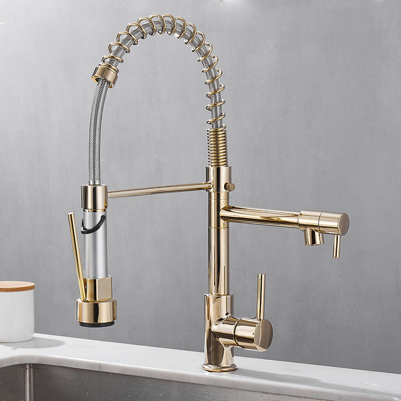 Pull Out Kitchen Faucet with Dual Handle for Daily Sink Use