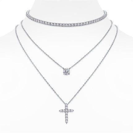 Buy Luxury Moissanite Jewelry Set in S925 Silver Platinum Finish