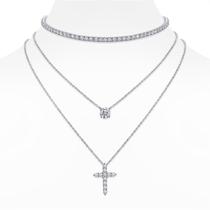 Luxury Moissanite Jewelry Set in S925 Silver Platinum Finish