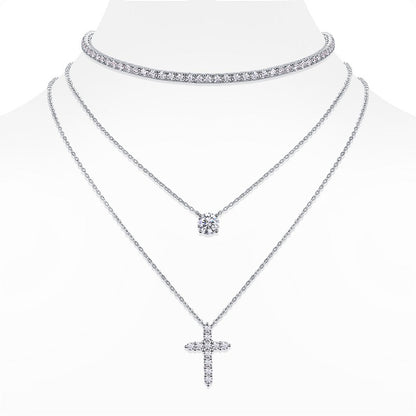 Luxury Moissanite Jewelry Set in S925 Silver Platinum Finish