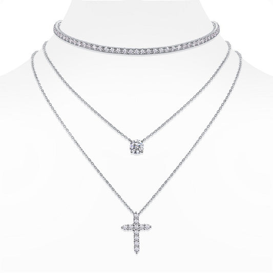 Luxury Moissanite Jewelry Set in S925 Silver Platinum Finish