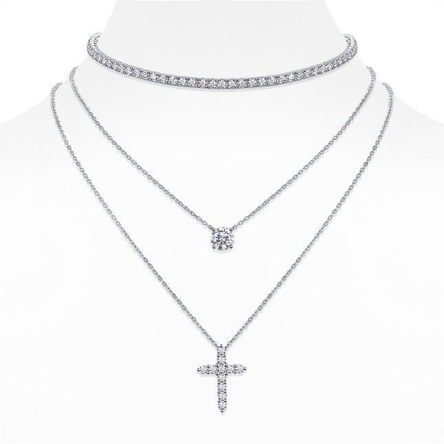 Buy Luxury Moissanite Jewelry Set in S925 Silver Platinum Finish