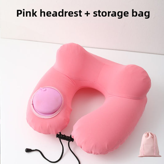 Press-Type Inflatable U-Shaped Travel Neck Pillow Comfort