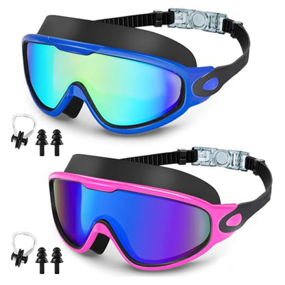 Large Frame Anti Fog Swimming Goggles With Earplugs Uses Now