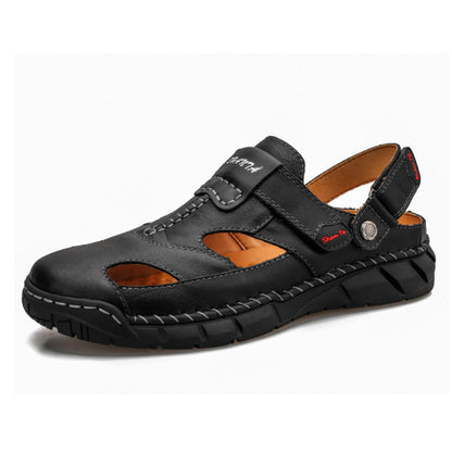 Men’s Trendy Large-Size Sandals With Velcro & Stitched Design