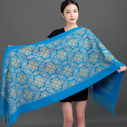 Buy Autumn Winter Golden Silk Lily Embroidered Xinjiang Cashmere