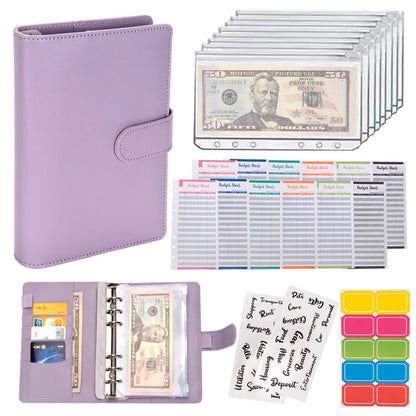 Macaron Loose-Leaf Leather Notebook with Zipper Wallet Bag