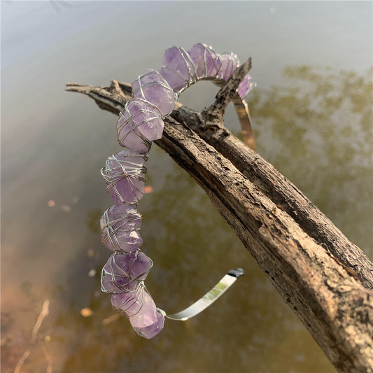 Natural Crystal Quartz & Amethyst Gemstone Wedding Headdress