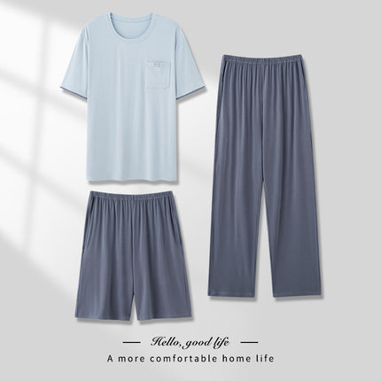 Men’s Pajamas Modal Three-Piece Home Wear Suit – Soft & Cozy