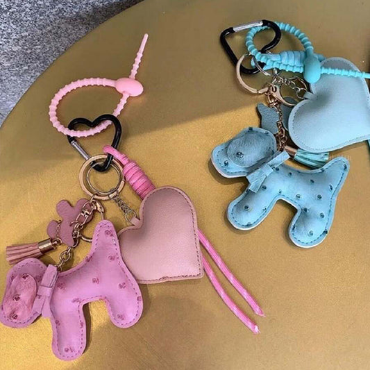 Buy Cute Cartoon PU Leather Puppy Keychain Creative Bag Charm