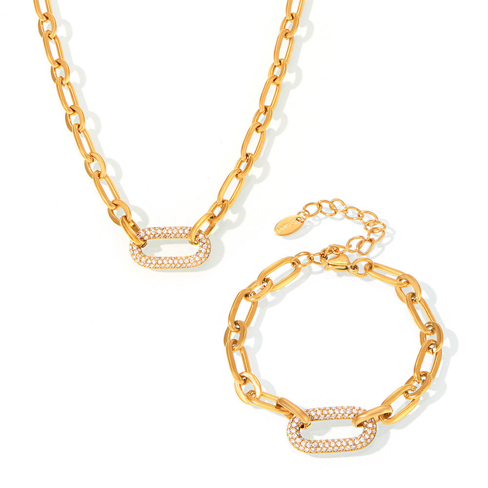 Buy Titanium Steel Zircon Clavicle Necklace & Bracelet Set