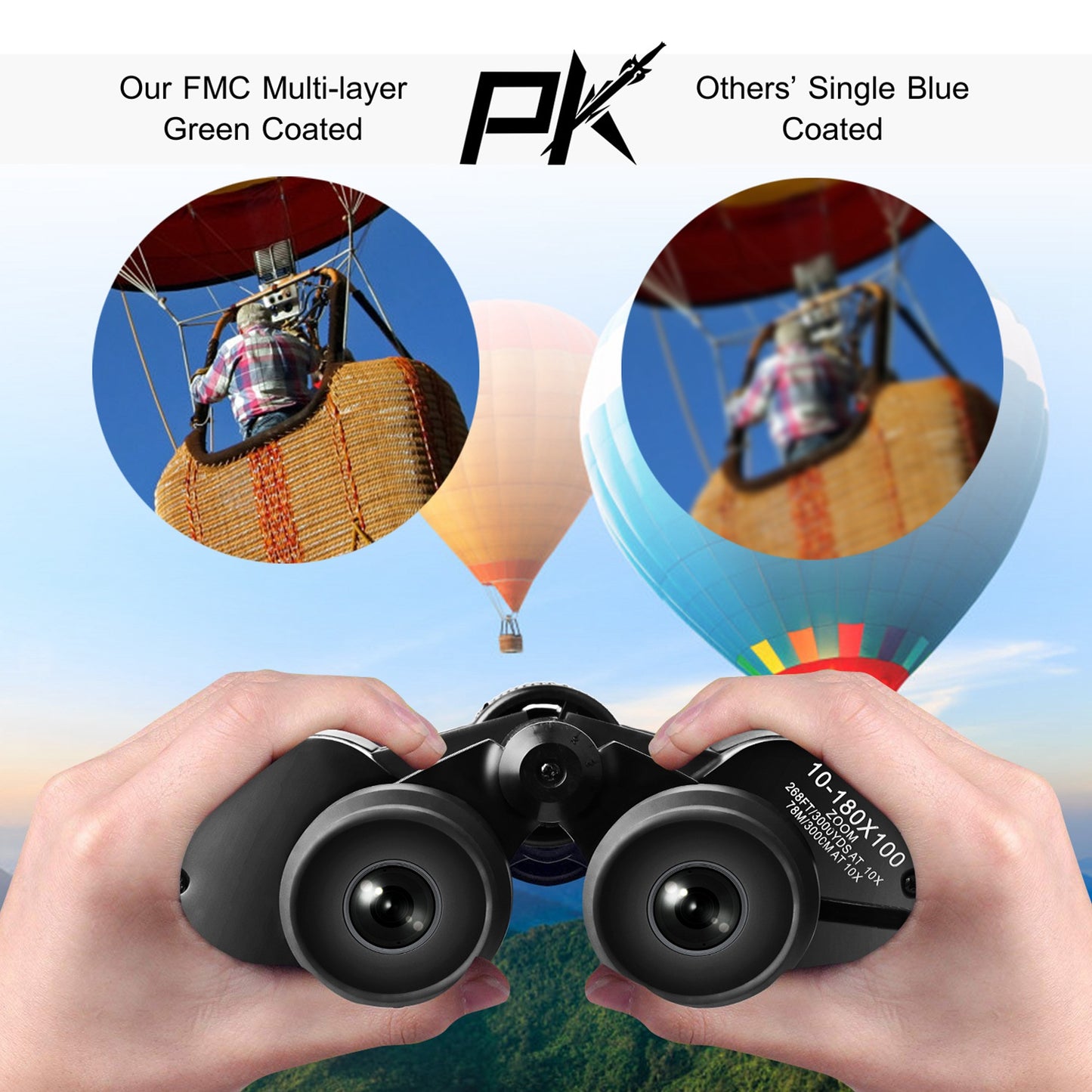 Portable Zoom Binoculars with FMC Lens – Low Light Night Vision for Bird Watching, Hunting, Sports Events