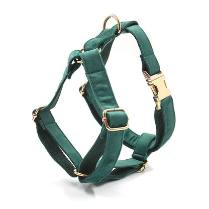 Green Velvet Dog Leash and Collar Comfortable Pet Accessory