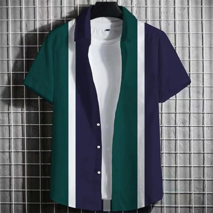 Color Simple Striped Men’s 3D Printing Short Sleeve T-Shirt