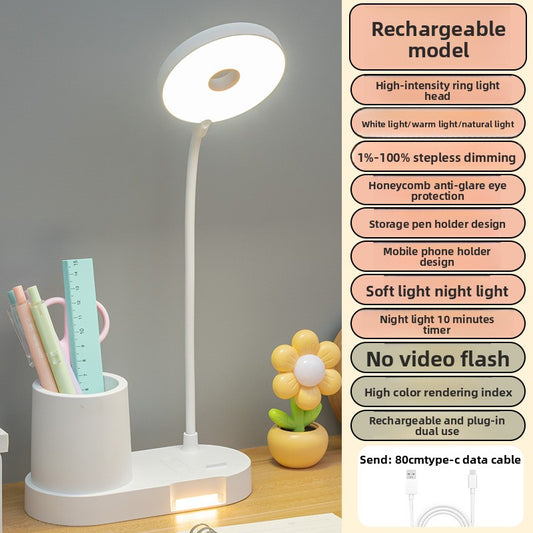 Storage Pen Holder Desk Lamp with LED Study Reading Light