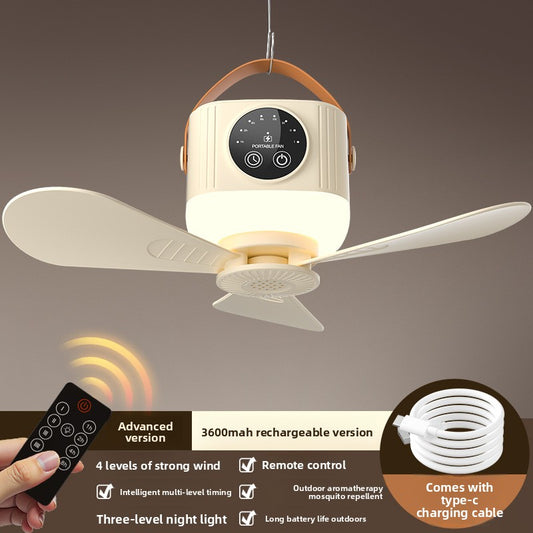 Smart Rechargeable Ceiling Fan with LED Light Quiet Airflow