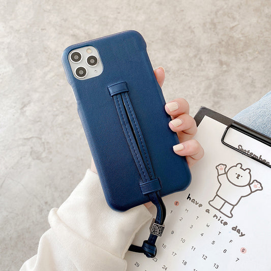 Leather Phone Case with Wrist Strap – Three Bread Design