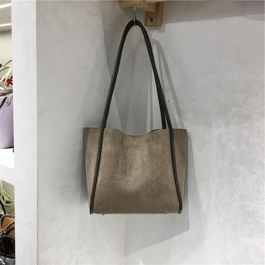 Suede Tote Bag Simple Casual Shoulder Bag for Women
