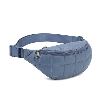 Solid-color Casual Crossbody Waist Bag – Quilted Diamond Style