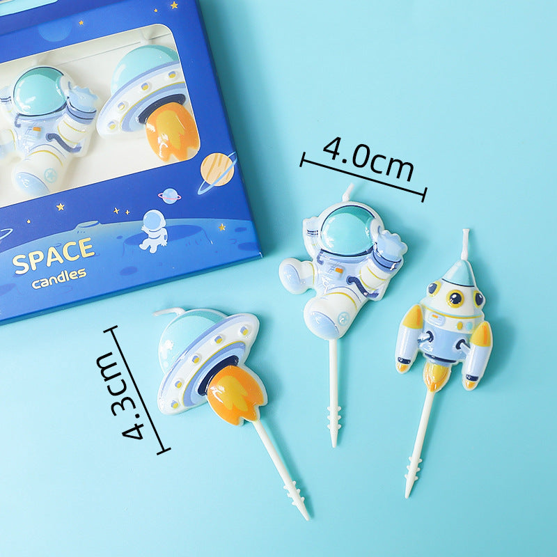 Astronaut Birthday Cake Candles for Fun Party Decoration