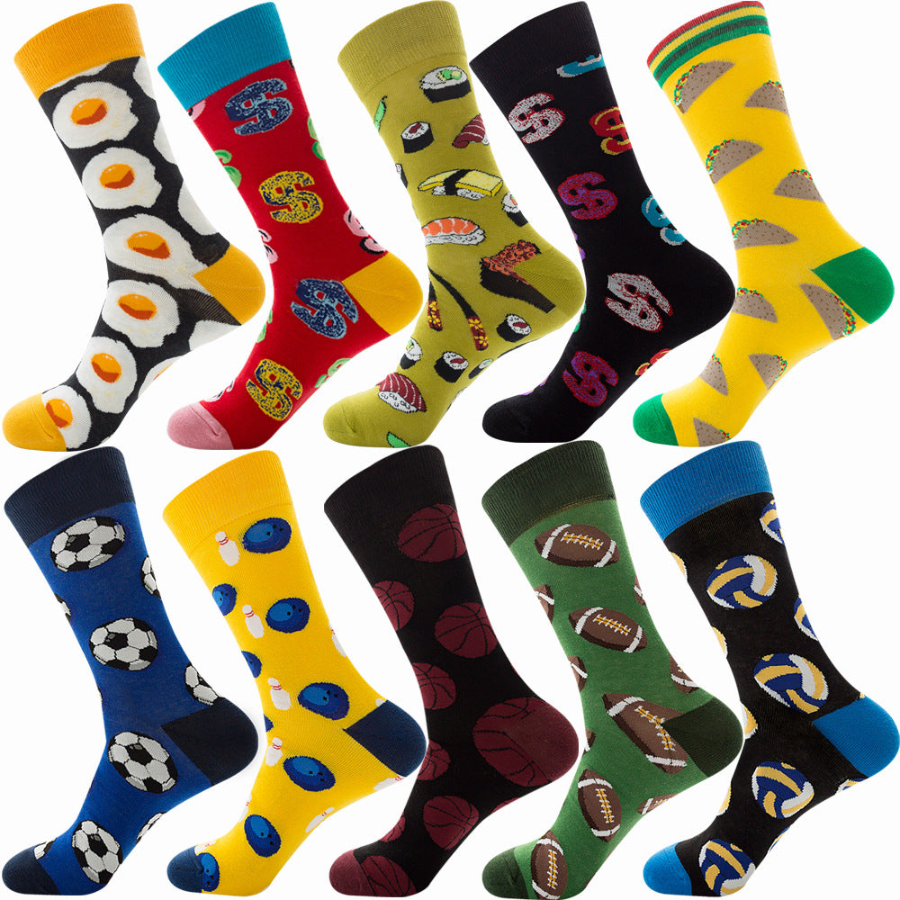 Men’s Autumn Diamond Patterned Socks Christmas Fruit Patterns