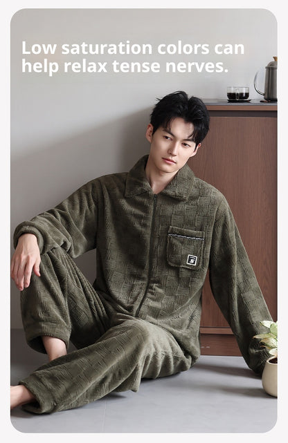 Men’s Coral Velvet Pajamas Suit – Soft & Luxurious Loungewear