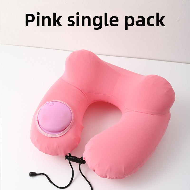 Press-Type Inflatable U-Shaped Travel Neck Pillow Comfort