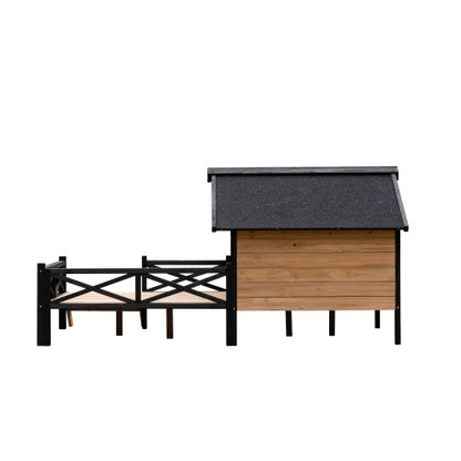 Outdoor Large Cabin Style Wooden Kennel With Porch for Dogs