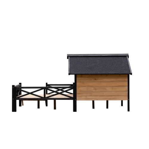 Outdoor Large Cabin Style Wooden Kennel With Porch for Dogs