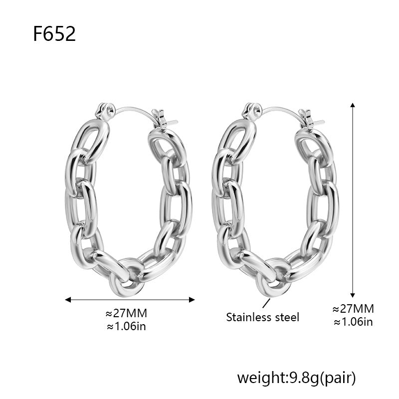 Euro-American Style Stainless Steel Chain C-Shaped Earrings
