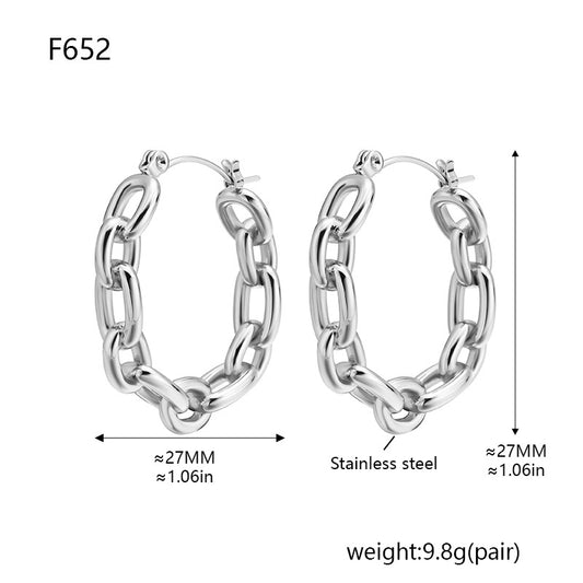 Euro-American Style Stainless Steel Chain C-Shaped Earrings