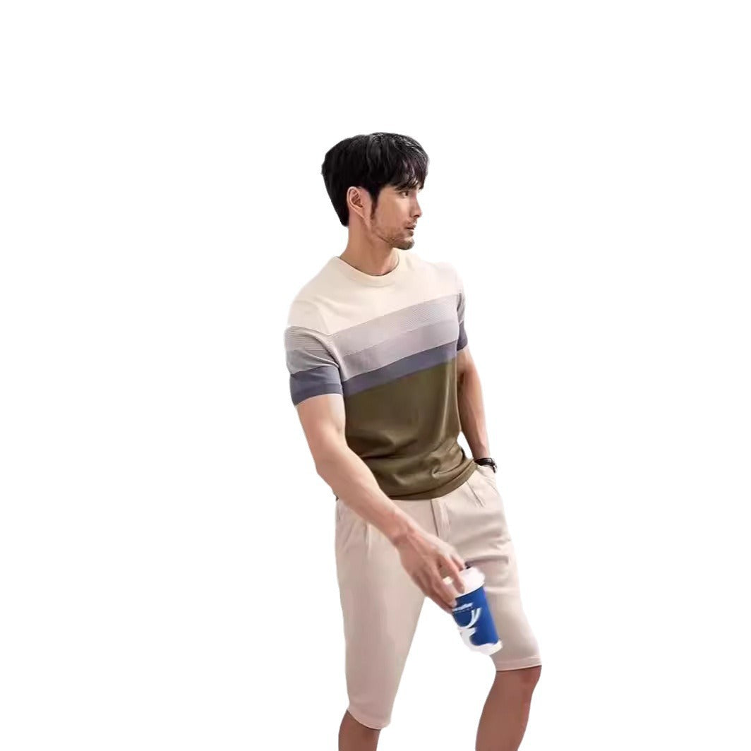 Summer New Light Short Sleeve Knitted Sweater for Men