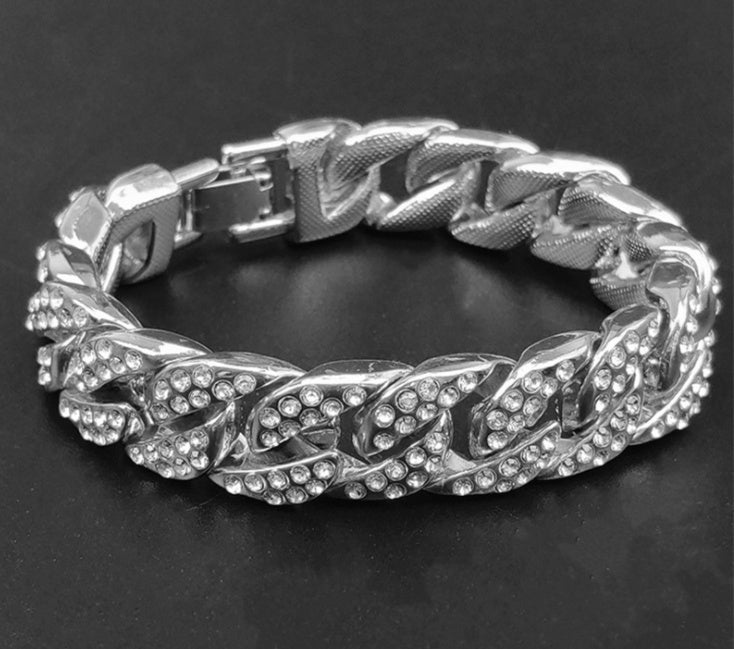 Full Diamond Cuban Chain Men’s Bracelet Domineering Gift