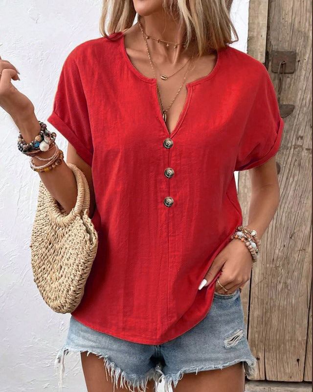 Womens V-Neck Bat Sleeve T-Shirt