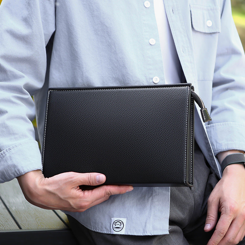 Men’s Soft Leather Clutch Briefcase Stylish Business Handbag