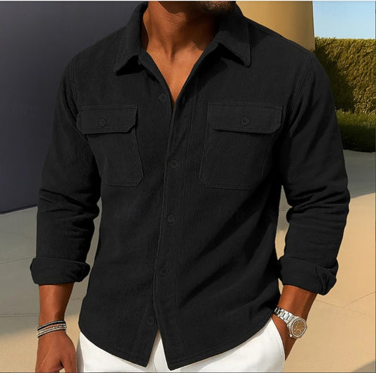 Men’s Loose-fit Corduroy Shirt-coat – Comfortable & Stylish