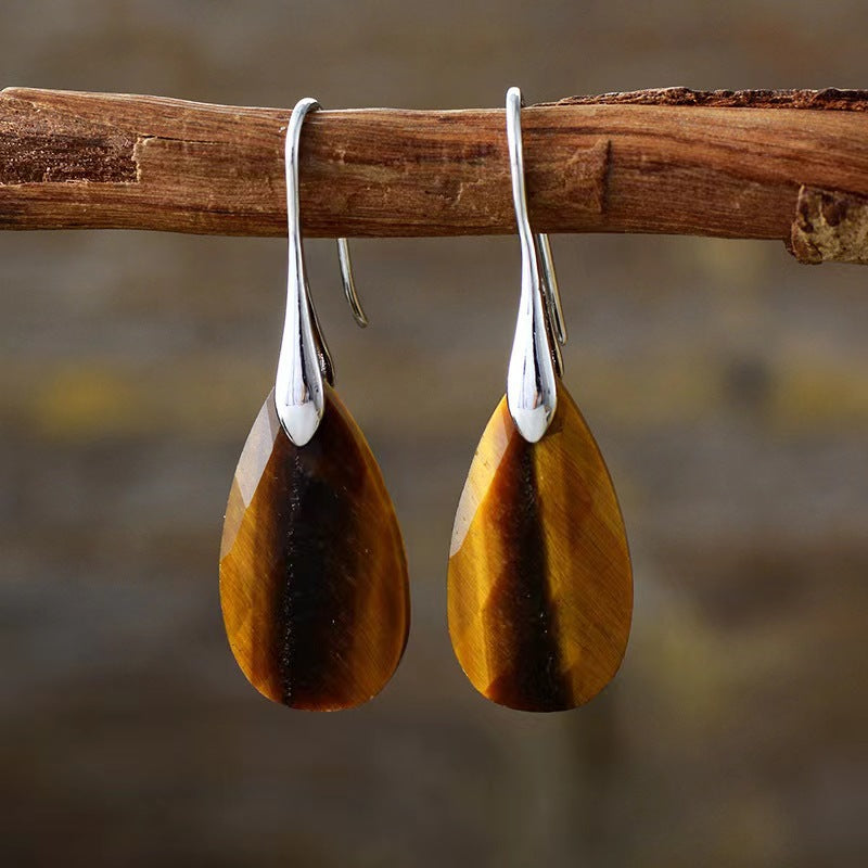 Buy Natural Tiger’s Eye Pendant Earrings Elegant Jewelry Style