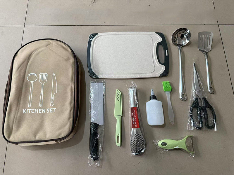 Outdoor Stainless Steel Camping Cookware Set Portable Kit