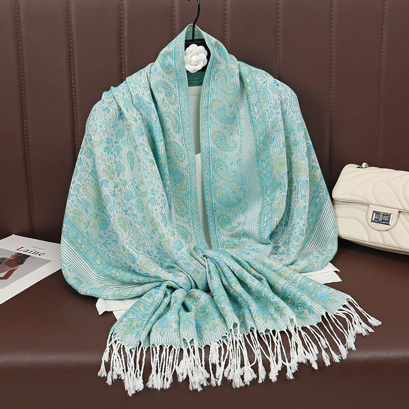 Light-luxury Jacquard Cashew Tassel Fashion Shawl for Women